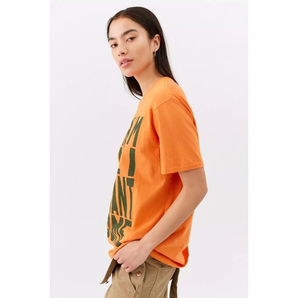 Urban Outfitters Sorry I’m Late Oversized T-Shirt Womens M Short Sleeve Orange - Picture 14 of 15